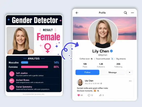 Avatar preview with face gender detector result