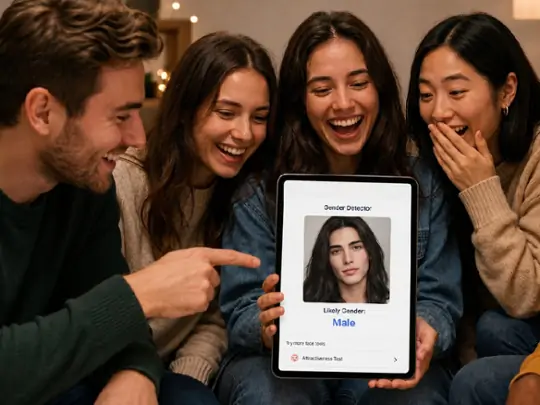 Social photo test using gender and face analysis tools