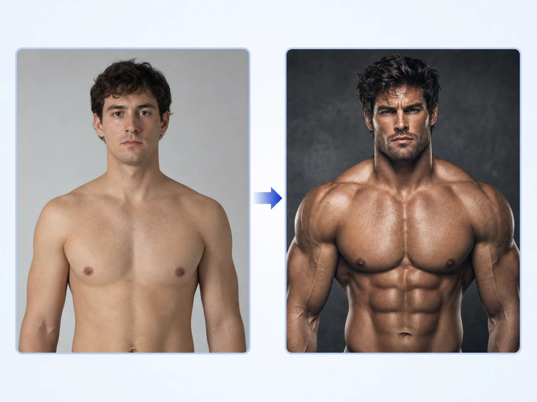 Create a muscular sigma portrait from an uploaded photo