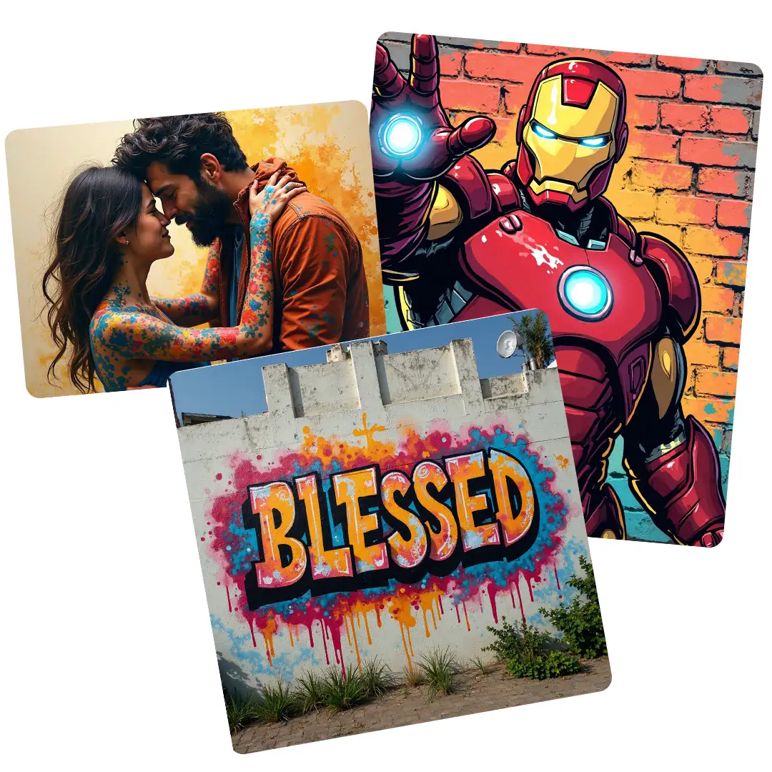 Many graffiti art picctures created by Pokecut's graffiti art generator