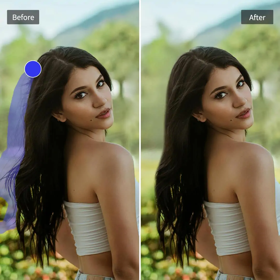 Hair remover photo editor removes hair from the picture