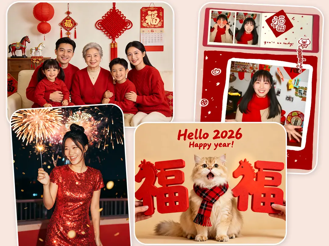 Add colorful new year stickers and festive filters with new year photo editor