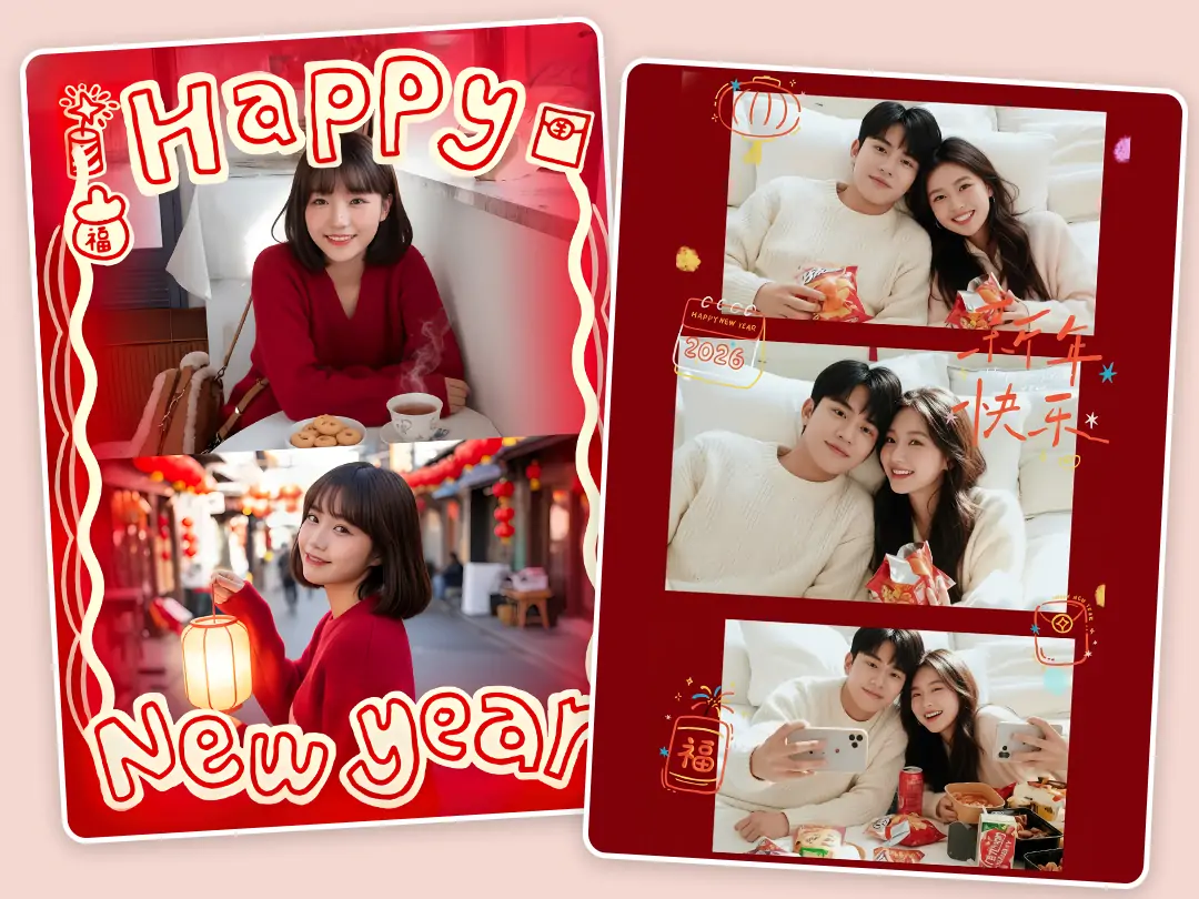 Design New Year card with font templates or using AI to generated card easily