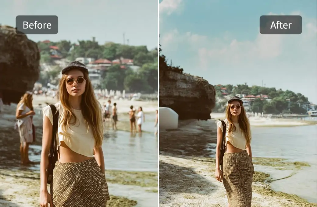 Remove unwanted people from photo and uncrop image to perfect your portrait photo composition