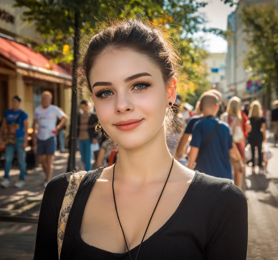 A poorly composed portrait with tourists in the background