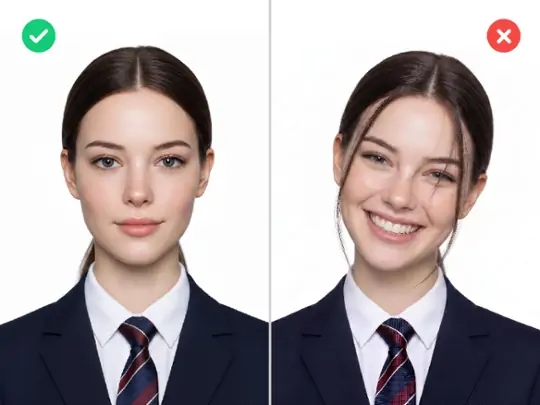 Mantén un rostro neutral para el creador de fotos ID