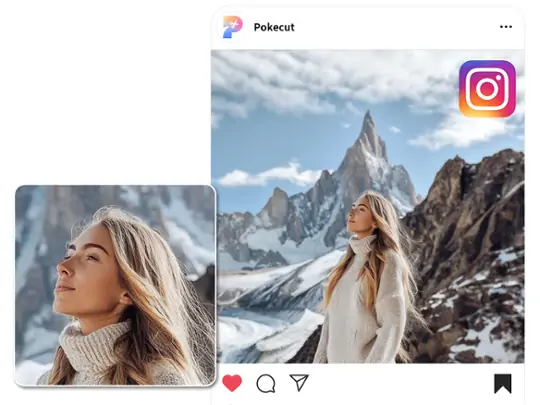 Enlarge an image online for social media with Pokecut.