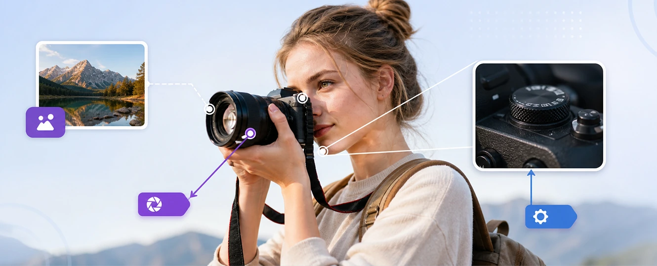 Capture d'écran annotée avec flèches et superpositions de références