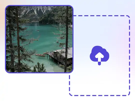 Image upload interface with sample photo thumbnails, supporting multiple file formats