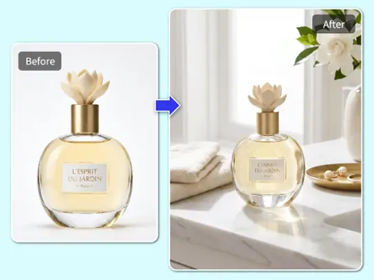 Product photo changed into a lifestyle ecommerce scene