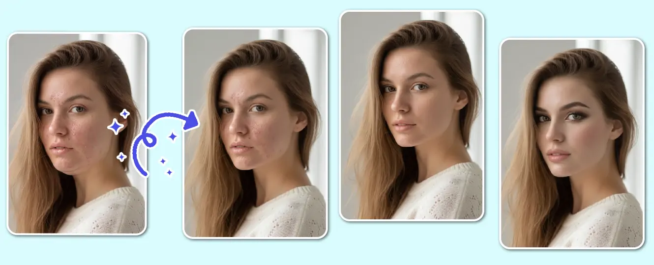 Natural face retouching made from an existing photo