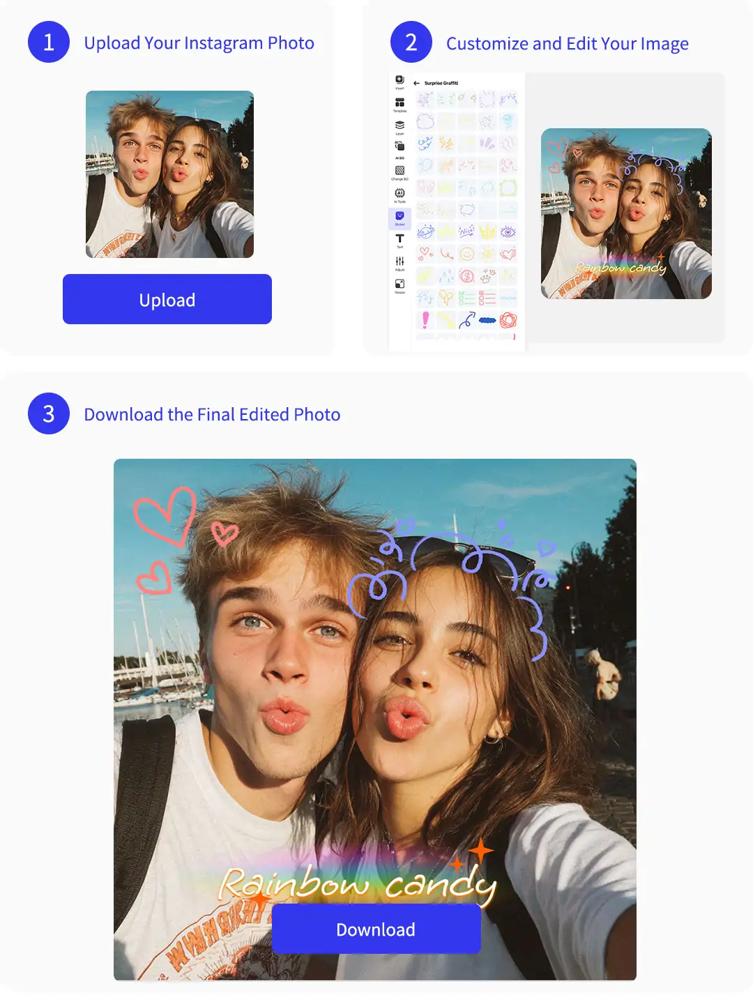 Workflow of Pokecut's Instagram photo editor