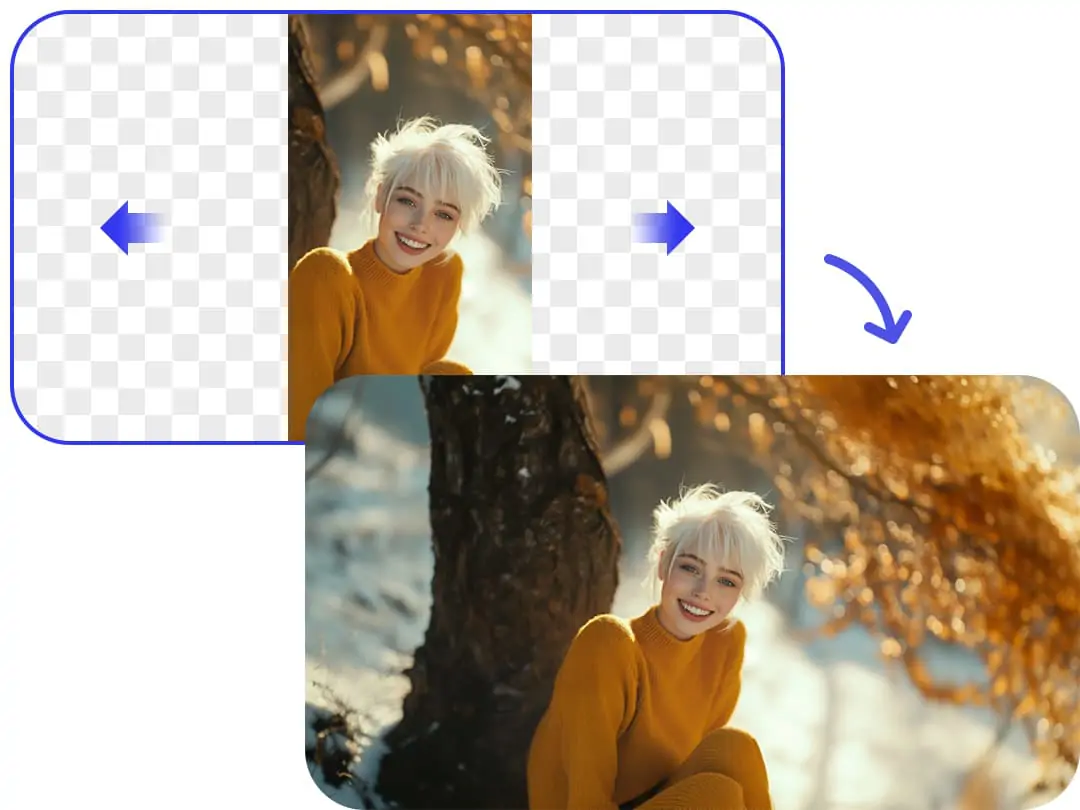 Use AI extender to convert portrait image to landscape