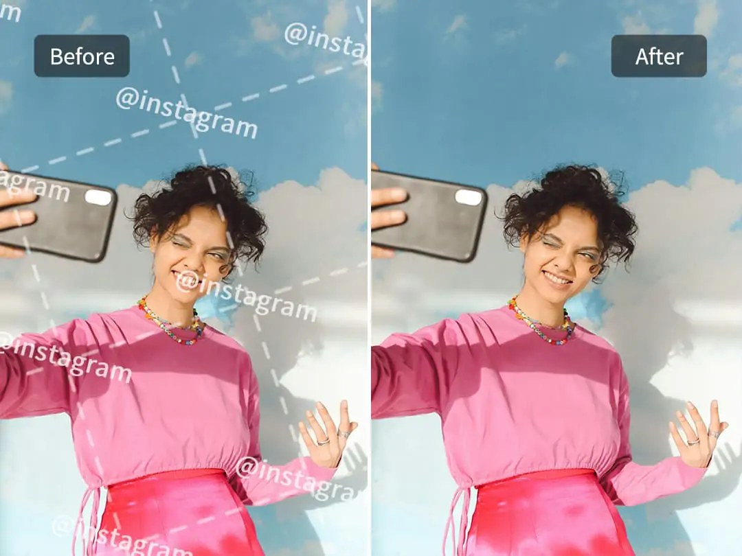 Remove instagram watermarks from photo