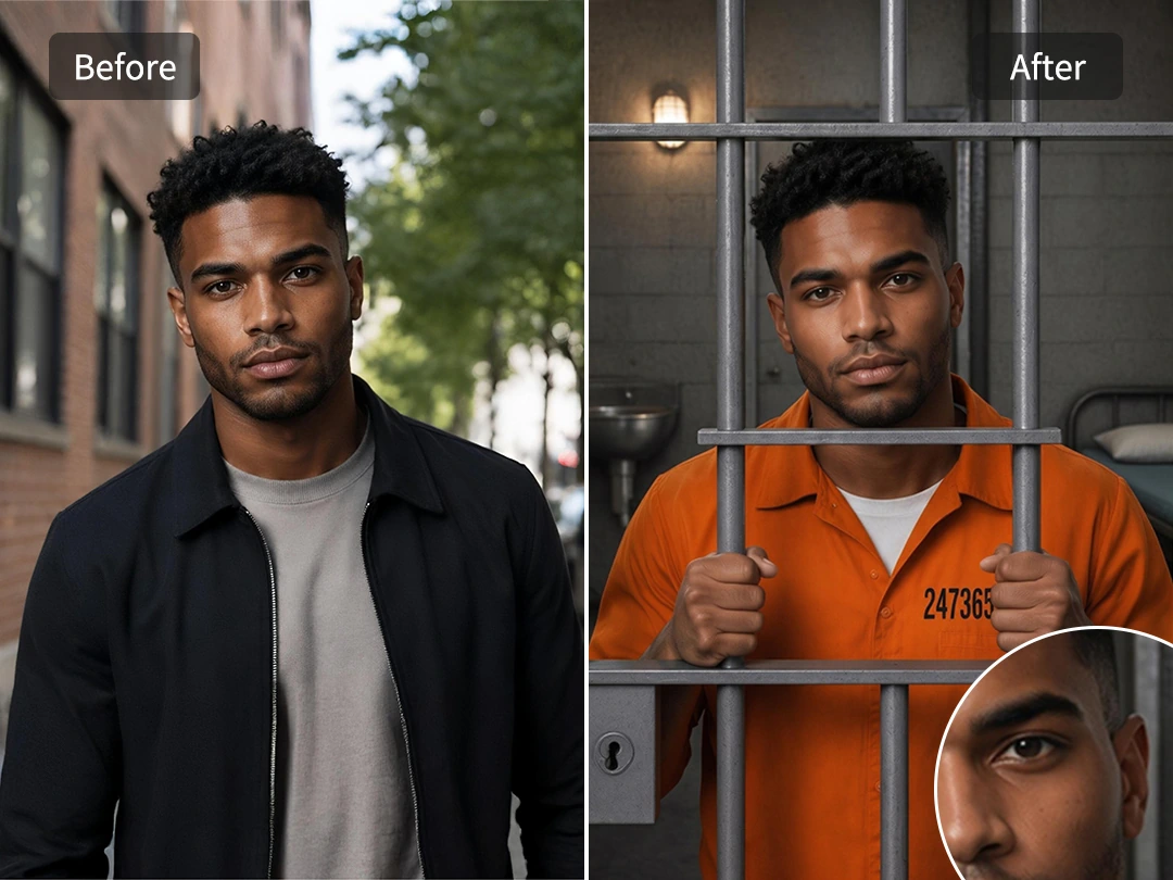 Keep clear face shown behind natural jail bars