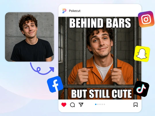 Create funny jail-bar posts from ordinary selfies