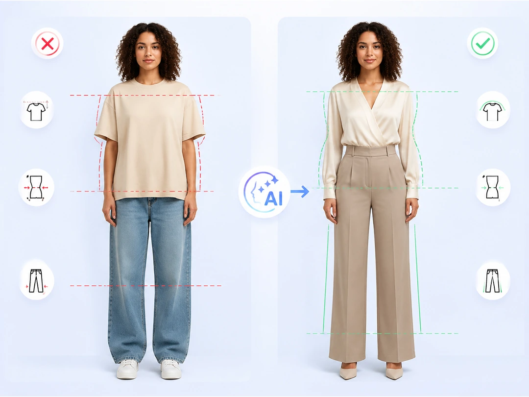 Preview outfit advice after a Kibbe body type test