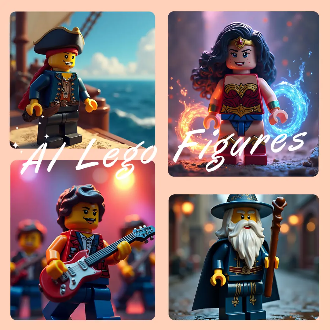 Create a variety of Lego residents using the AI Lego minifigure generator.