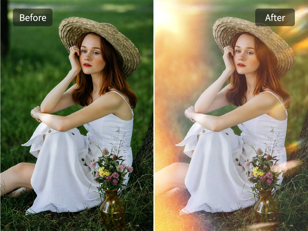 Add a retro light leak effect to your photo online