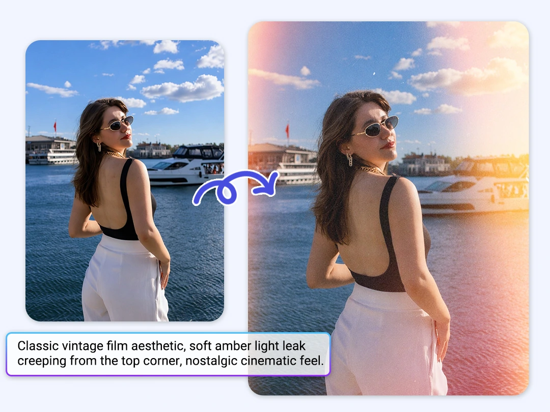 Customize the tone and angle of your film light leak