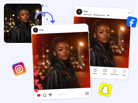 Apply a trendy film burn effect to social media thumbnails
