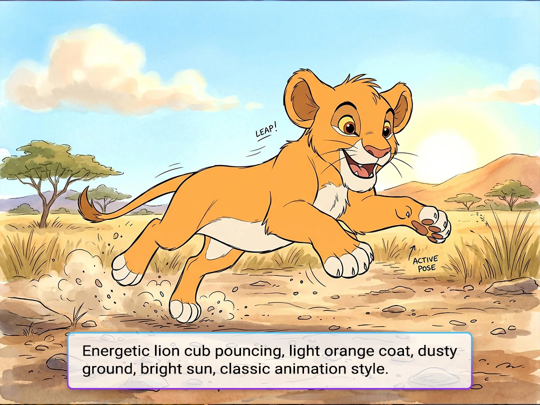 Create your Lion King character from a text prompt with custom details