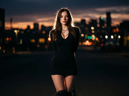Retro flash portrait with bold dusk shadows