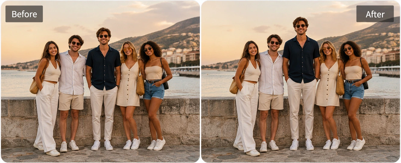 Look balanced in group photos