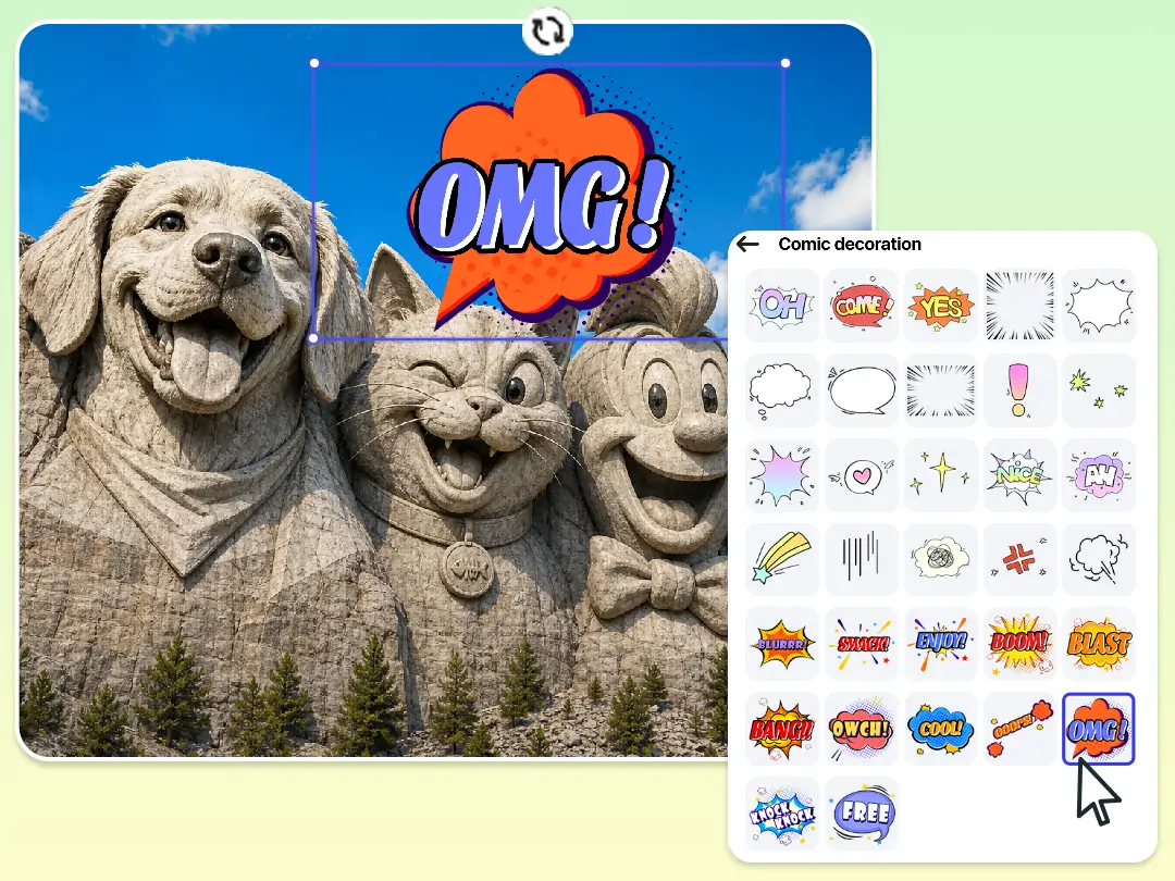 Turn pets and character art into a Mount Rushmore meme