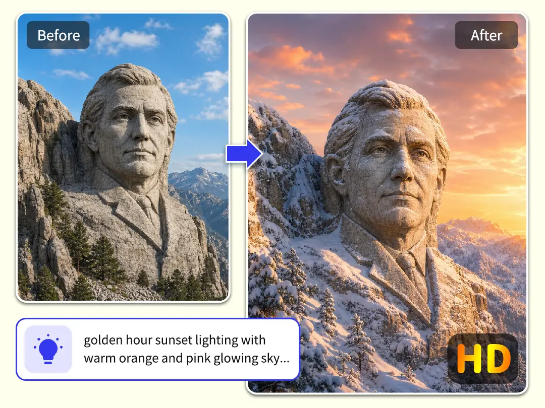 Change Rushmore scene style and export a clear HD image