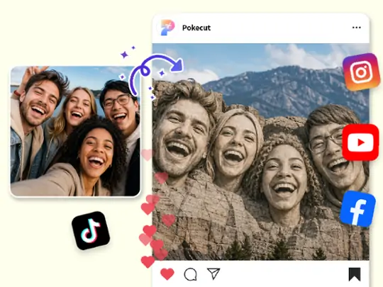 Create a funny Mount Rushmore meme from a group selfie