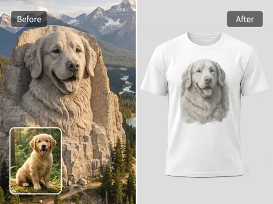 Design a stone portrait for custom merch printing