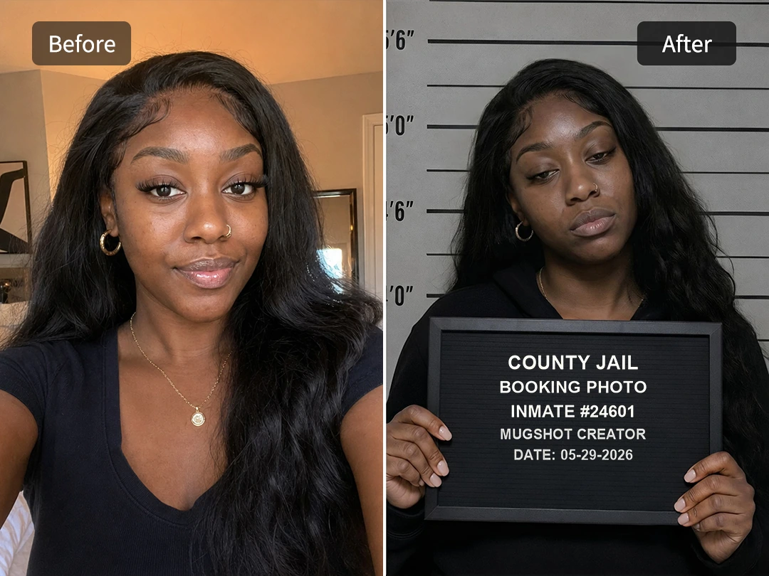 Realistic fake mugshot lighting and pose adjustment