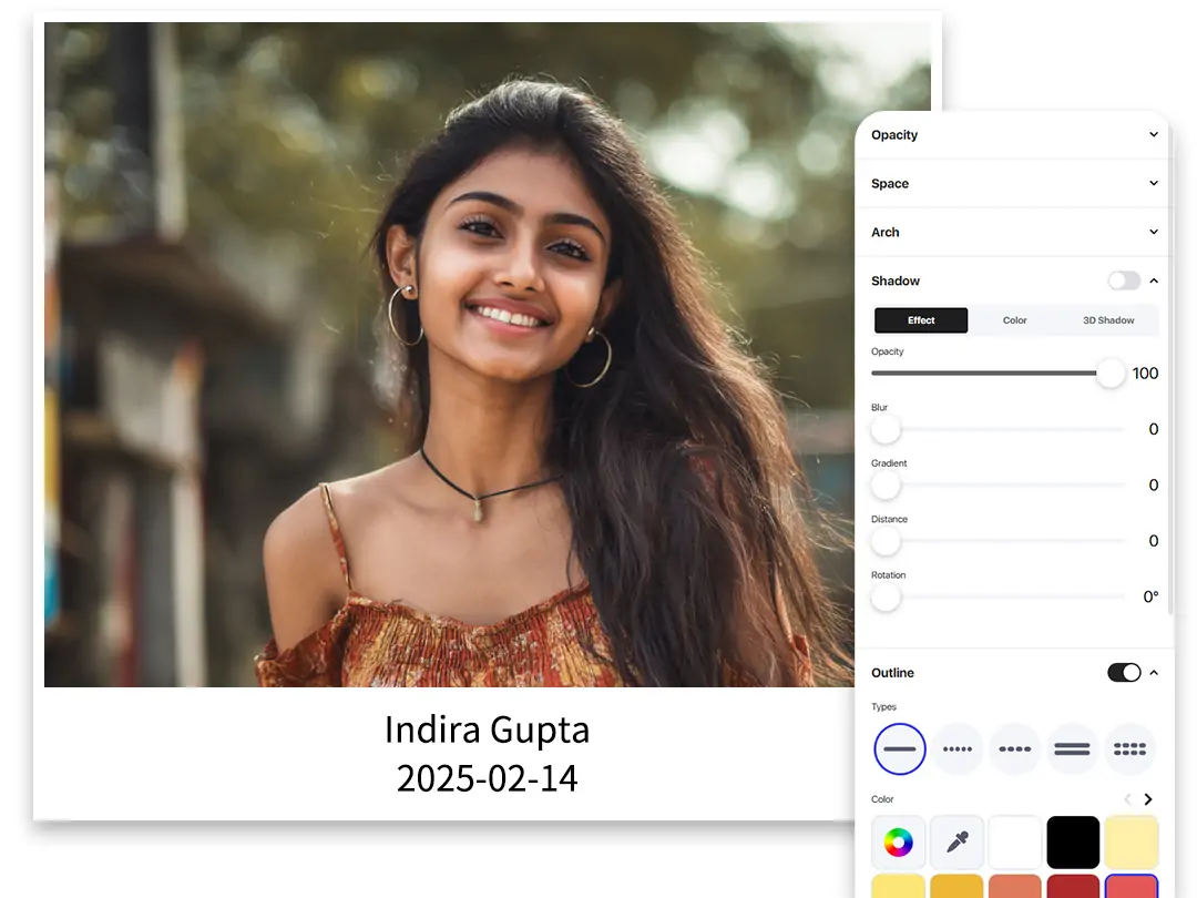 Photo with styled name and date text using Pokecut