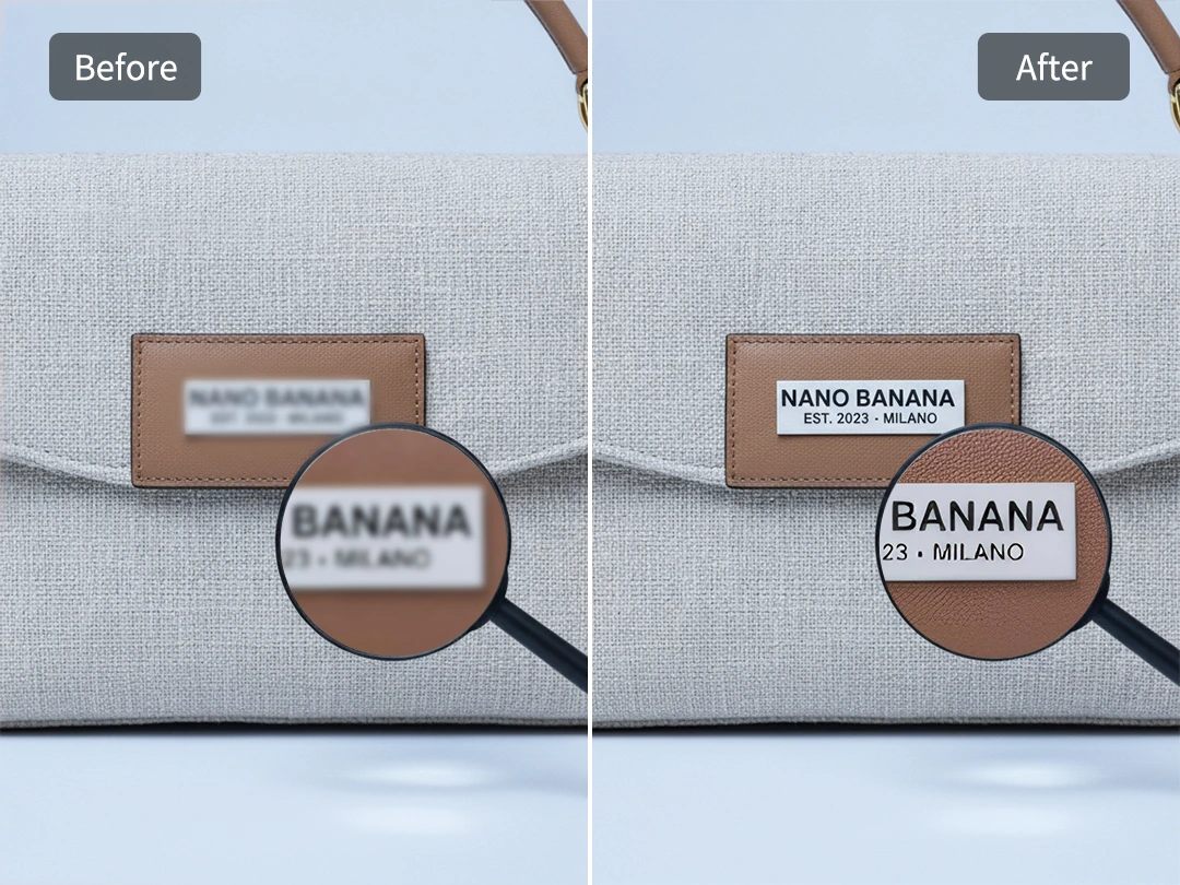 Repair face texture and product text in an upscaled image