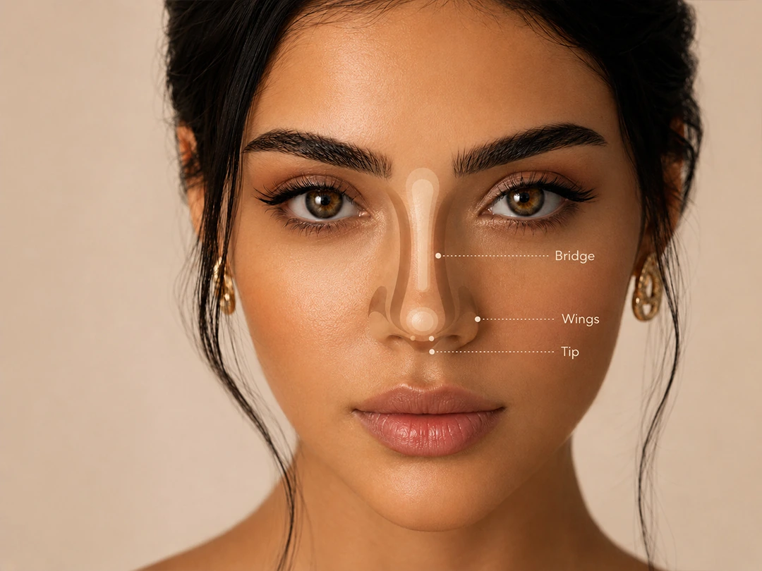 Nose contour map with highlight and shadow points