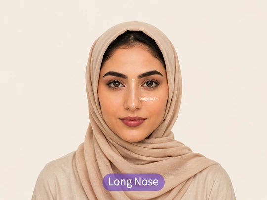 Long nose length example in a face analysis card