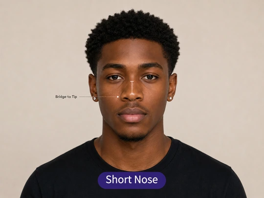 Short nose length example in a face analysis card