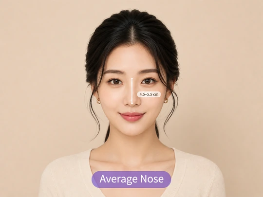 Average nose length example in a face analysis card