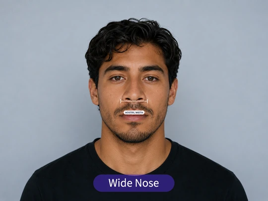 Average nose width example in a face analysis card