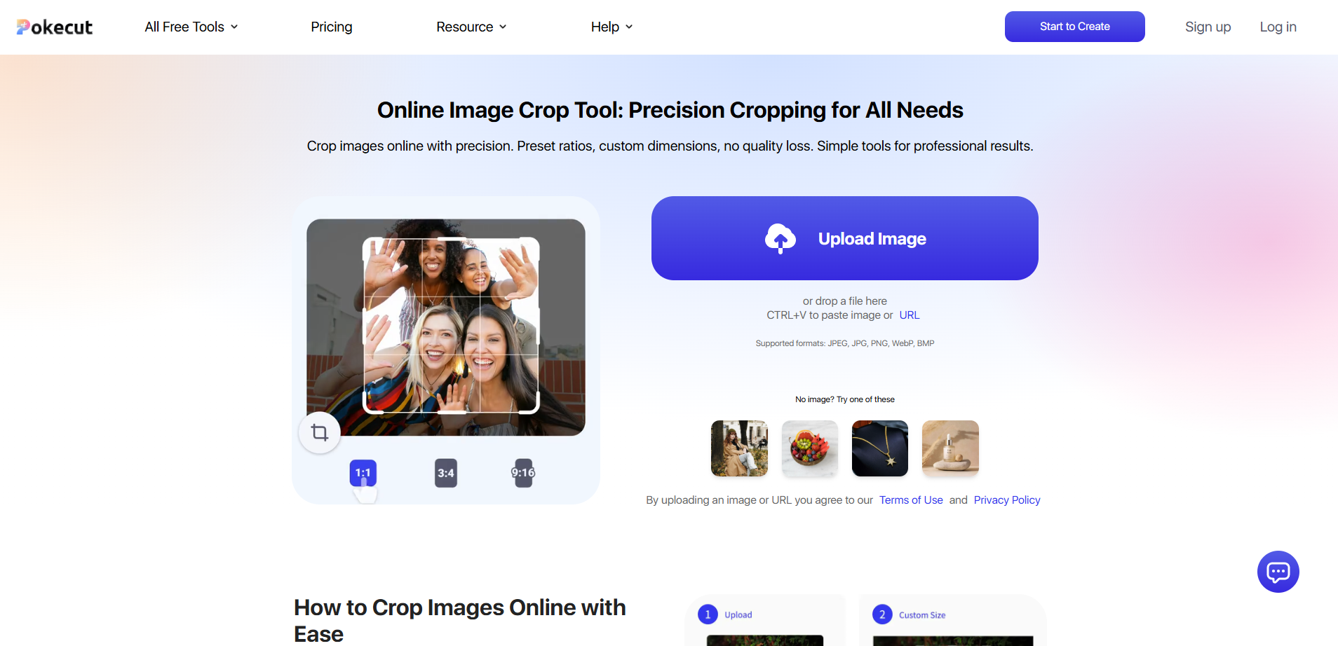 Online image crop tool precision cropping for all needs pokecut