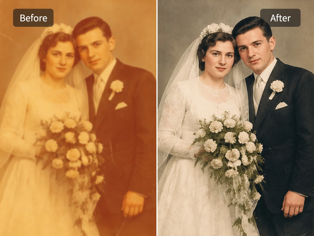 Fix faded red and yellow colors in an old photo