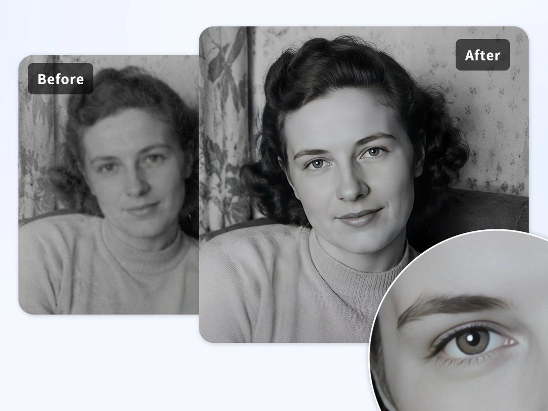 Recover blurry faces in an old portrait photo