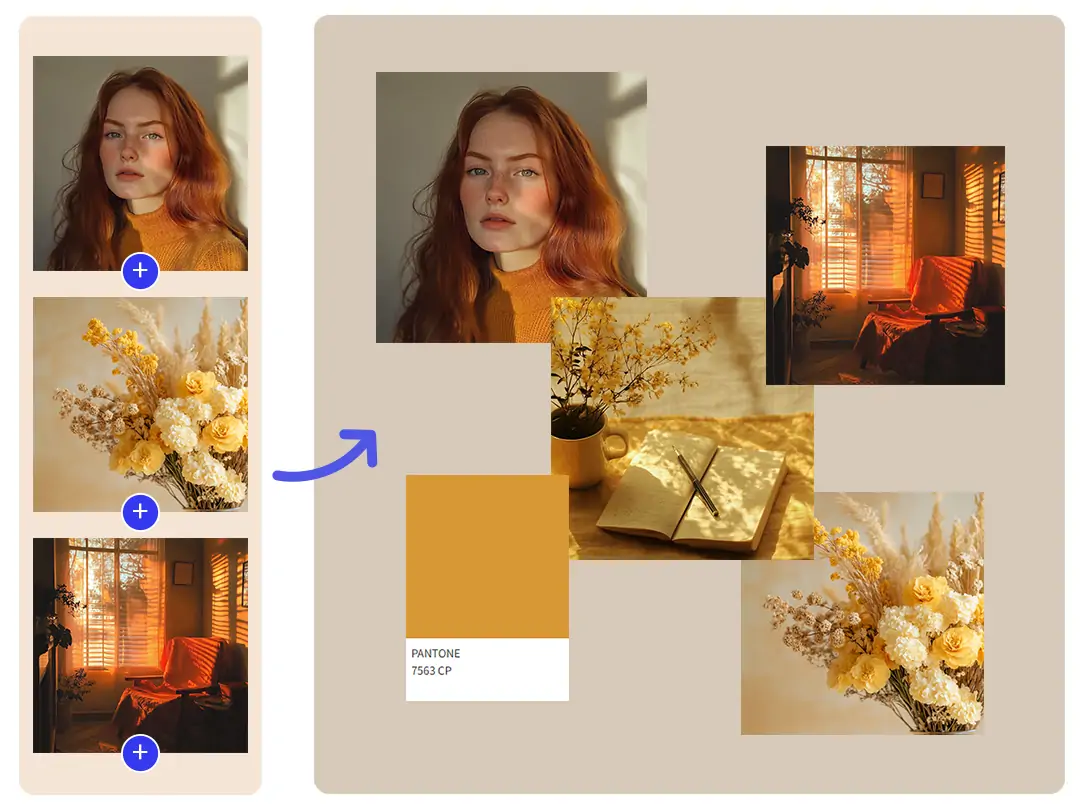 Merging many photos into a single ad image