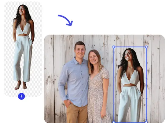 Person added to family photo using image overlay.