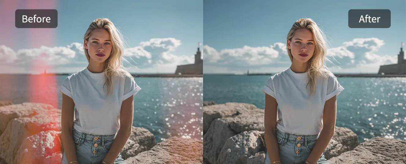 Comparison pictures of removing filter