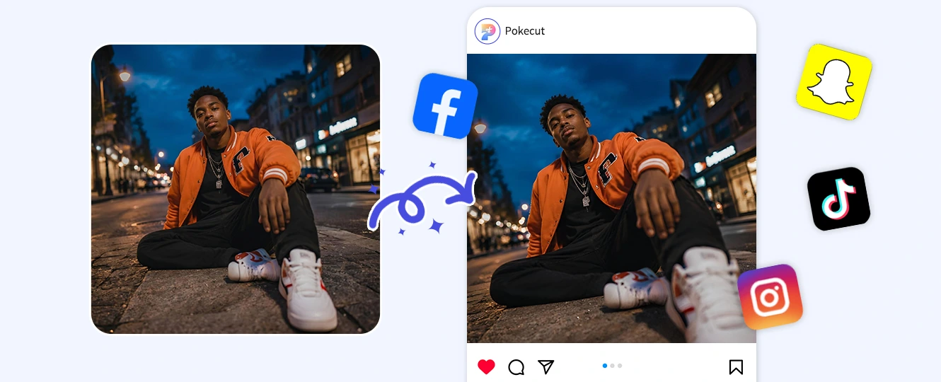 Update a social media cover with a dynamic AI camera angle
