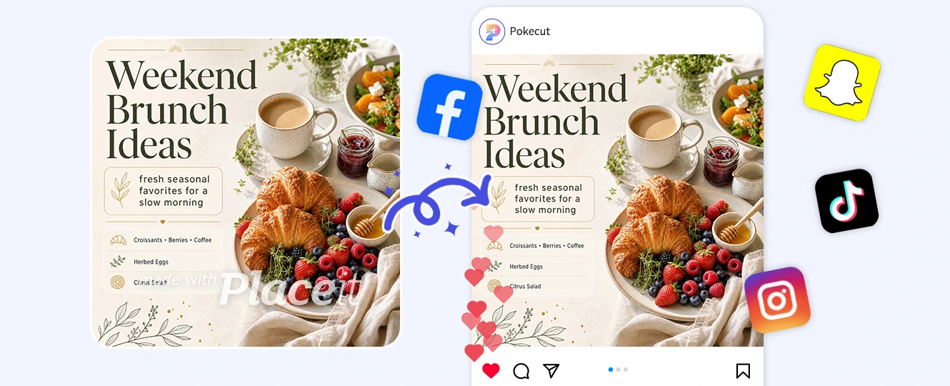 Clean watermark on social poster without breaking text