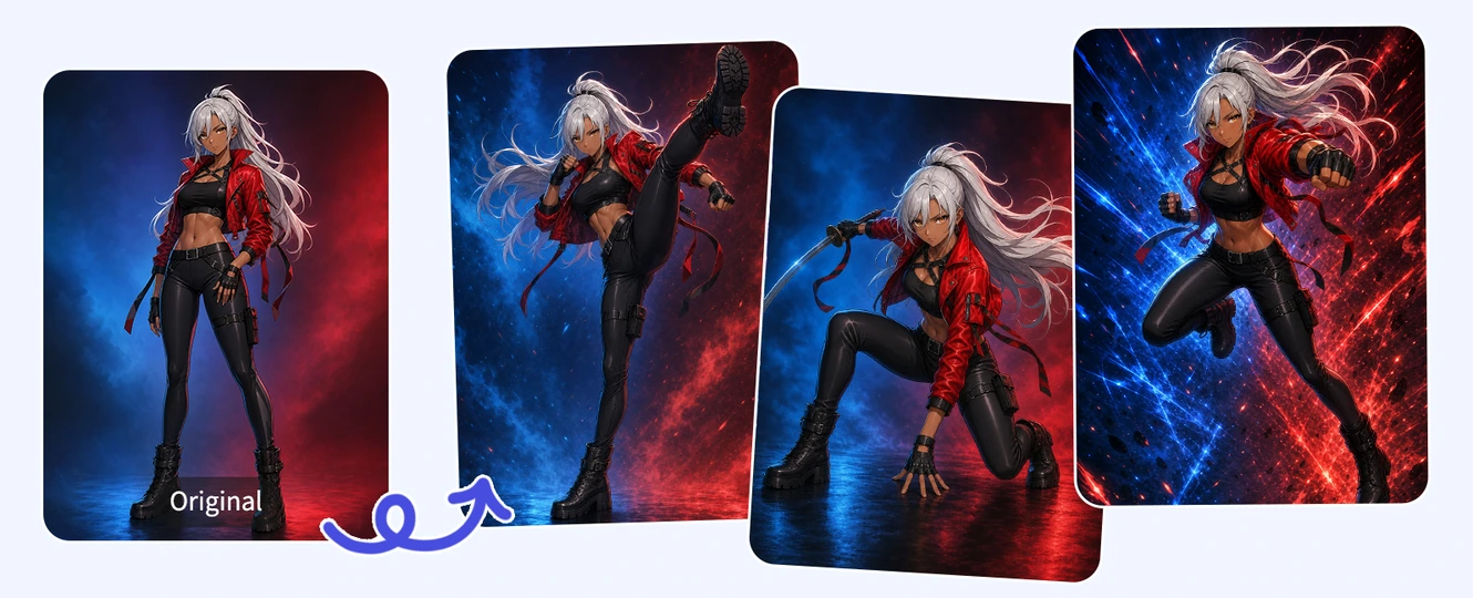 Dynamic action pose reference for character design