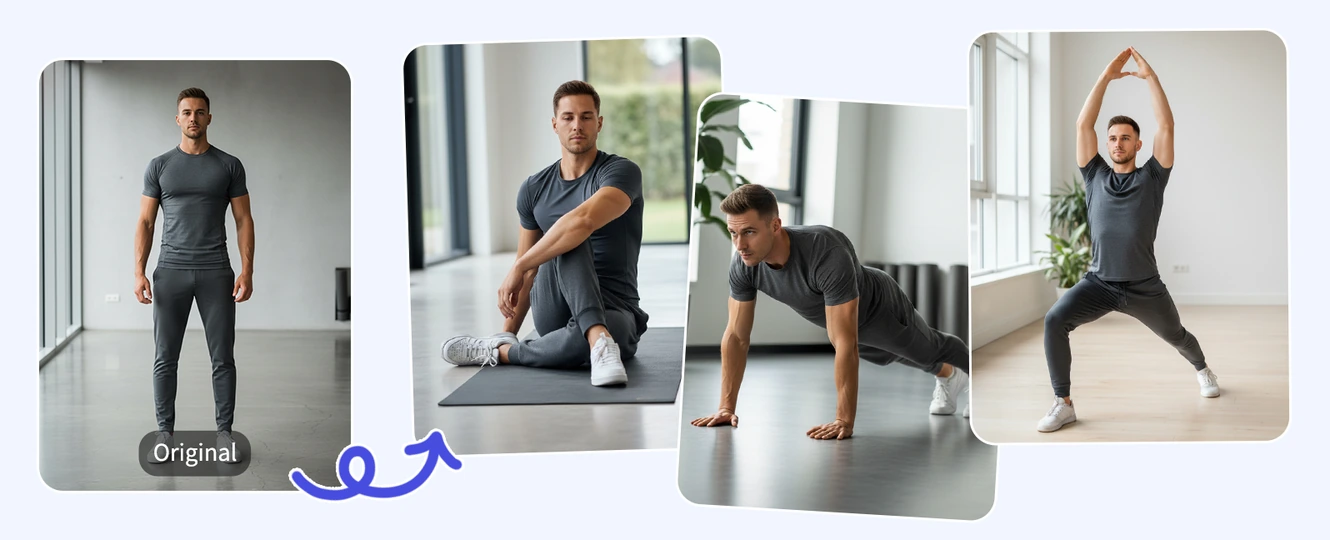 Athletic model demonstrating a balanced yoga pose